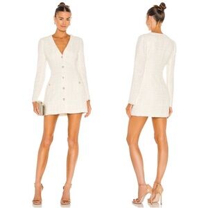 Sau Lee Audrey Tweed Mini Long Sleeve Dress
Size US 4 NWOT Ivory Revolve